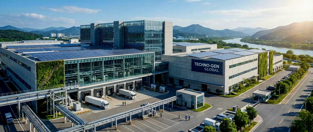 نمای داخلی یک کارخانه بزرگ که توسط عکاسی صنعتی حرفه ای ثبت شده است.